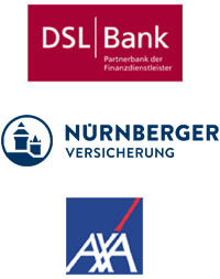 Unsere Partner: DSL Bank, Nürnberger Versicherungsgruppe, AXA und weitere